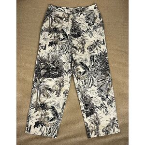 Womens Size M Onque Casual‎ Nature Floral Design Pants Straight Leg Confortable